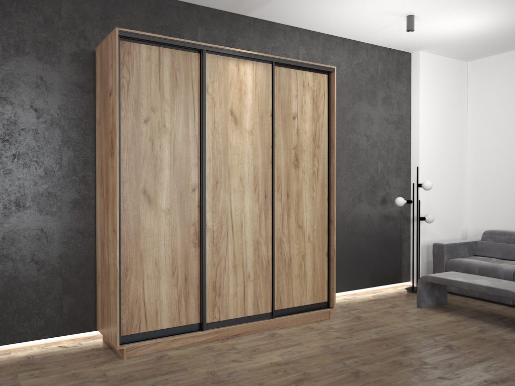 ארון הזזה Wood 3 דלתות אלון